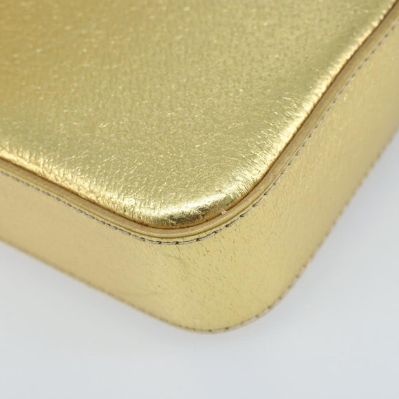 PRADA Pouch Leather Gold Auth BA10959V