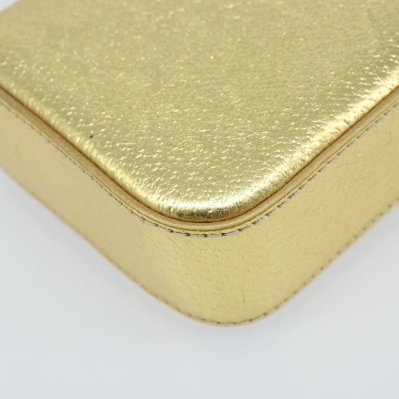 PRADA Pouch Leather Gold Auth BA10959V