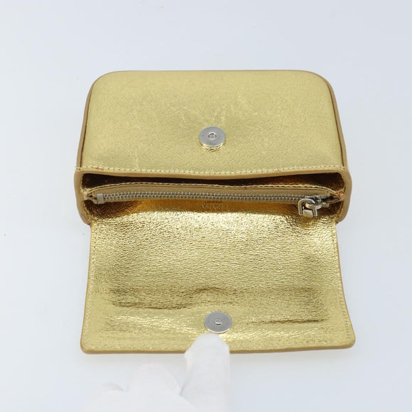 PRADA Pouch Leather Gold Auth BA10959V