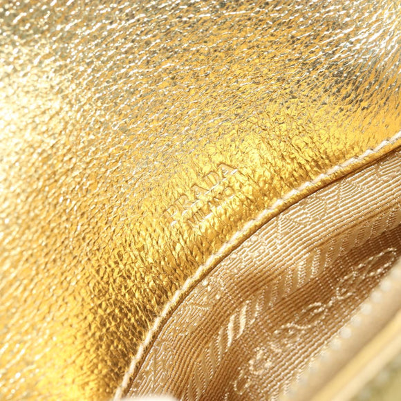 PRADA Pouch Leather Gold Auth BA10959V