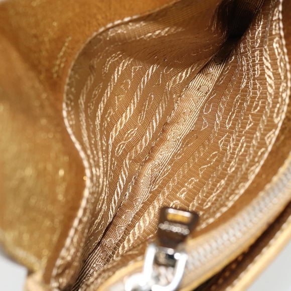 PRADA Pouch Leather Gold Auth BA10959V