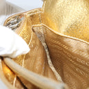 PRADA Pouch Leather Gold Auth BA10959V-19