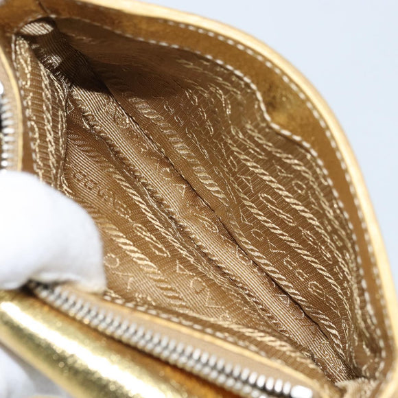 PRADA Pouch Leather Gold Auth BA10959V