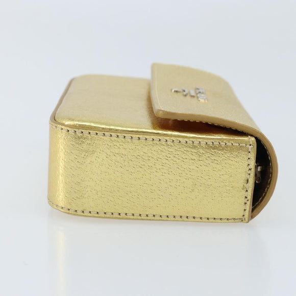 PRADA Pouch Leather Gold Auth BA10959V