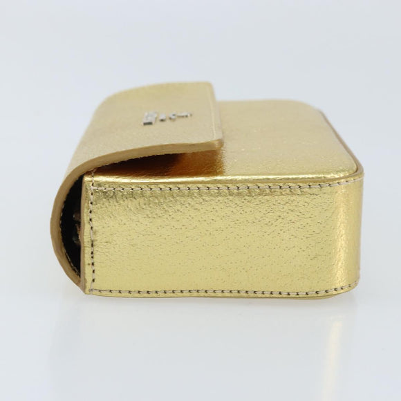 PRADA Pouch Leather Gold Auth BA10959V