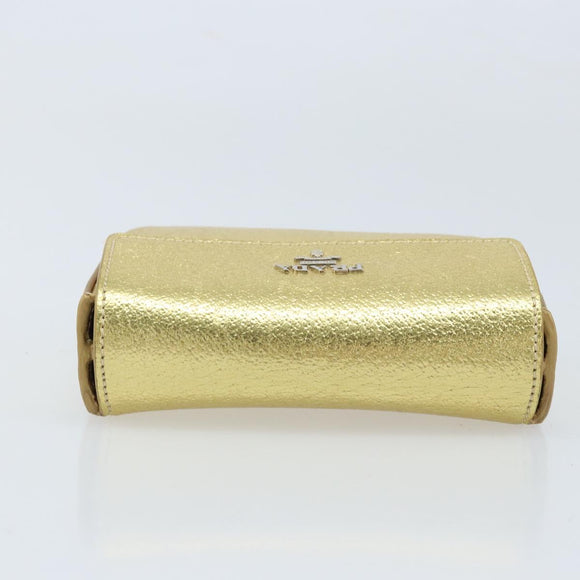 PRADA Pouch Leather Gold Auth BA10959V