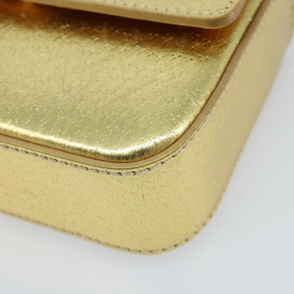 PRADA Pouch Leather Gold Auth BA10959V
