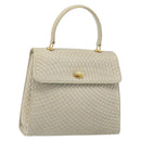 BALLY Hand Bag Leather Ivory Gold Auth BA10961-1