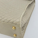 BALLY Hand Bag Leather Ivory Gold Auth BA10961-9