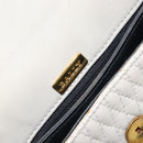 BALLY Hand Bag Leather Ivory Gold Auth BA10961-18