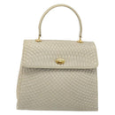 BALLY Hand Bag Leather Ivory Gold Auth BA10961-13