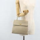 BALLY Hand Bag Leather Ivory Gold Auth BA10961-24