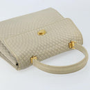 BALLY Hand Bag Leather Ivory Gold Auth BA10961-6
