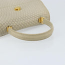 BALLY Hand Bag Leather Ivory Gold Auth BA10961-7