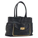 Chloe Sally Tote Bag Leather Black Gold Auth BA10963-1