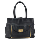 Chloe Sally Tote Bag Leather Black Gold Auth BA10963-2