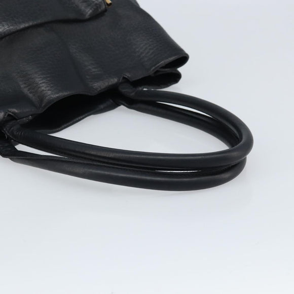 Chloe Sally Tote Bag Leather Black Gold Auth BA10963