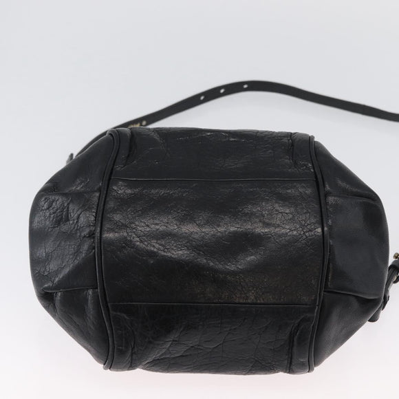 Chloe Etel Hand Bag Leather 2way Black Gold Auth BA10965