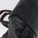 Chloe Etel Hand Bag Leather 2way Black Gold Auth BA10965-16