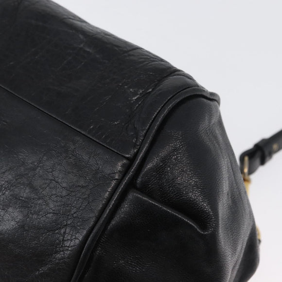Chloe Etel Hand Bag Leather 2way Black Gold Auth BA10965