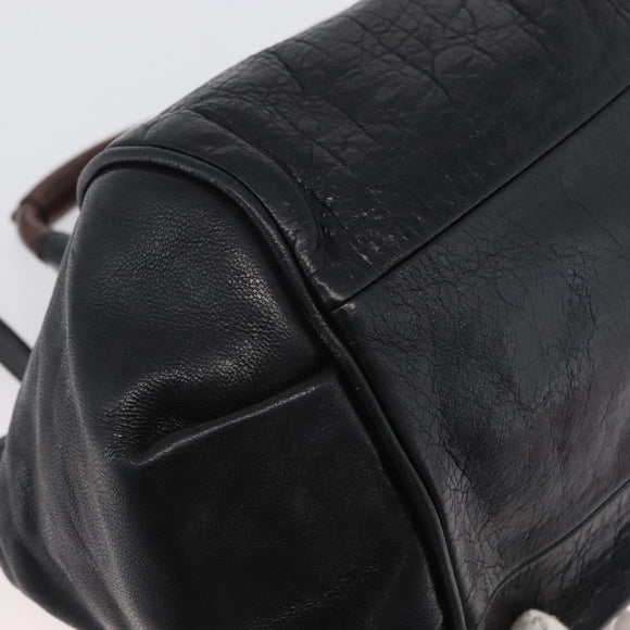 Chloe Etel Hand Bag Leather 2way Black Gold Auth BA10965