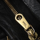 Chloe Etel Hand Bag Leather 2way Black Gold Auth BA10965-10