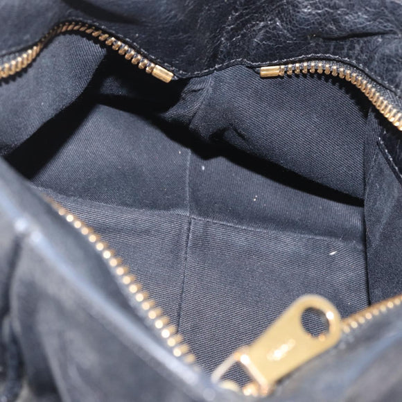 Chloe Etel Hand Bag Leather 2way Black Gold Auth BA10965