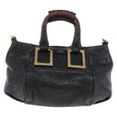 Chloe Etel Hand Bag Leather 2way Black Gold Auth BA10965-13