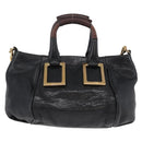 Chloe Etel Hand Bag Leather 2way Black Gold Auth BA10965-2