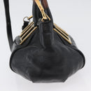 Chloe Etel Hand Bag Leather 2way Black Gold Auth BA10965-3