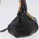 Chloe Etel Hand Bag Leather 2way Black Gold Auth BA10965-4
