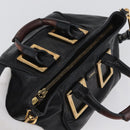 Chloe Etel Hand Bag Leather 2way Black Gold Auth BA10965-6