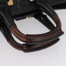 Chloe Etel Hand Bag Leather 2way Black Gold Auth BA10965-7