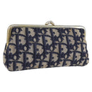 Christian Dior Trotter Canvas Gamaguchi Pouch Navy Gold Auth BA10970-1