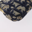 Christian Dior Trotter Canvas Gamaguchi Pouch Navy Gold Auth BA10970-15