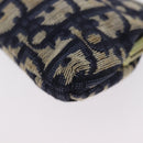 Christian Dior Trotter Canvas Gamaguchi Pouch Navy Gold Auth BA10970-16
