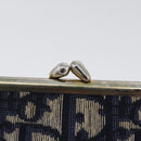 Christian Dior Trotter Canvas Gamaguchi Pouch Navy Gold Auth BA10970-8