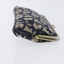 Christian Dior Trotter Canvas Gamaguchi Pouch Navy Gold Auth BA10970-3
