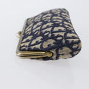 Christian Dior Trotter Canvas Gamaguchi Pouch Navy Gold Auth BA10970-4