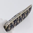 Christian Dior Trotter Canvas Gamaguchi Pouch Navy Gold Auth BA10970-5