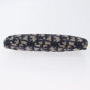 Christian Dior Trotter Canvas Gamaguchi Pouch Navy Gold Auth BA10970-6