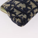 Christian Dior Trotter Canvas Gamaguchi Pouch Navy Gold Auth BA10970-7