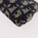 Christian Dior Trotter Canvas Gamaguchi Pouch Navy Gold Auth BA10970-14