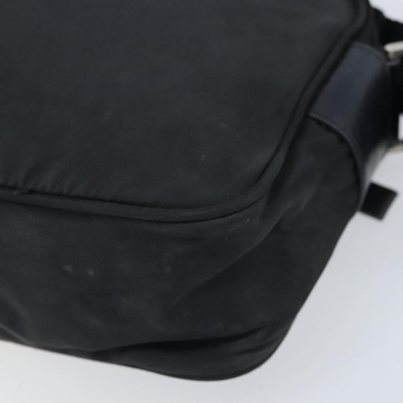 PRADA Shoulder Bag Nylon Black Silver Auth BA10971