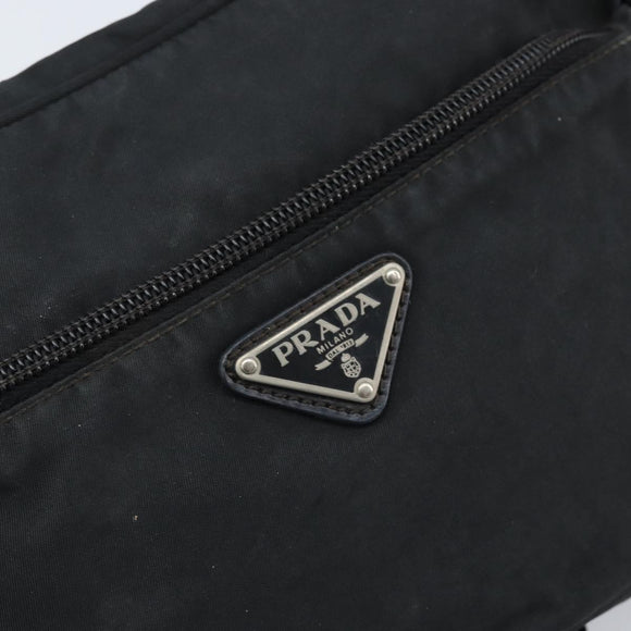 PRADA Shoulder Bag Nylon Black Silver Auth BA10971