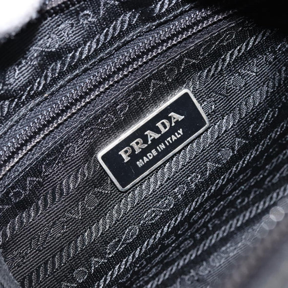 PRADA Shoulder Bag Nylon Black Silver Auth BA10971