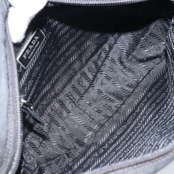 PRADA Shoulder Bag Nylon Black Silver Auth BA10971