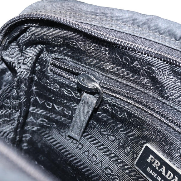 PRADA Shoulder Bag Nylon Black Silver Auth BA10971