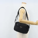 PRADA Shoulder Bag Nylon Black Silver Auth BA10971-25