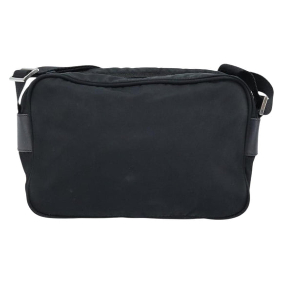 PRADA Shoulder Bag Nylon Black Silver Auth BA10971